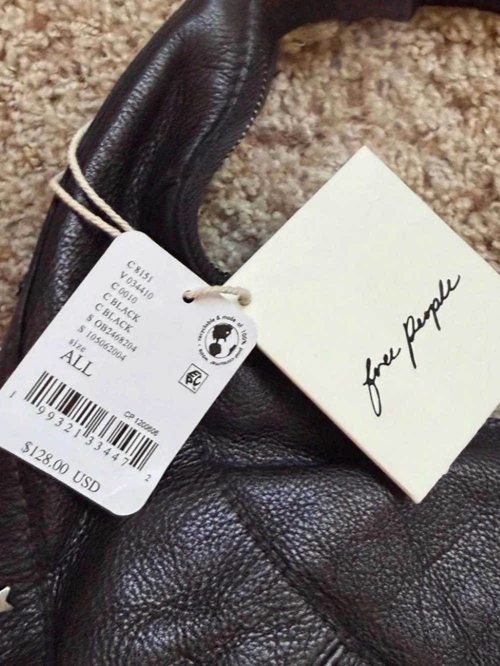 NWT new free people stellar leather shoulder bag black star studs silver gold